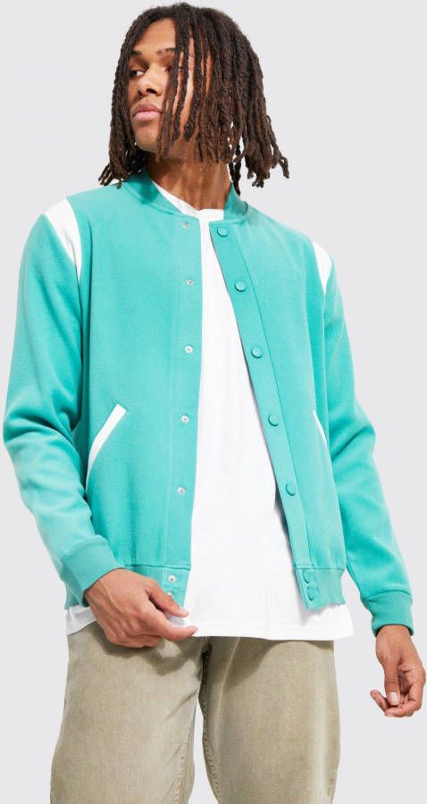 boohoo Nepwollen Bomberjack Met Contrasterend Paneel, Teal