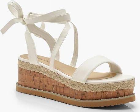boohoo Espadrille Met Wikkelstijl Bandjes En Plateauzolen