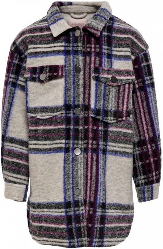 ONLY KIDS geruite shacket KONANDREA blauw/grijs melange/zwart