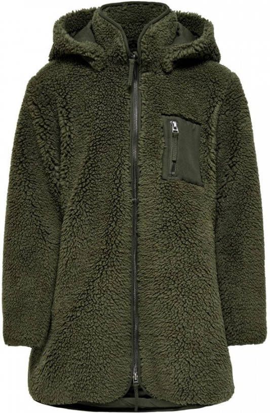 Only kids Konsascha Sherpa Hooded Jacket , Zwart, Dames