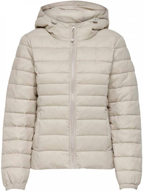 ONLY doorgestikte gewatteerde jas ONLTAHOE beige online kopen