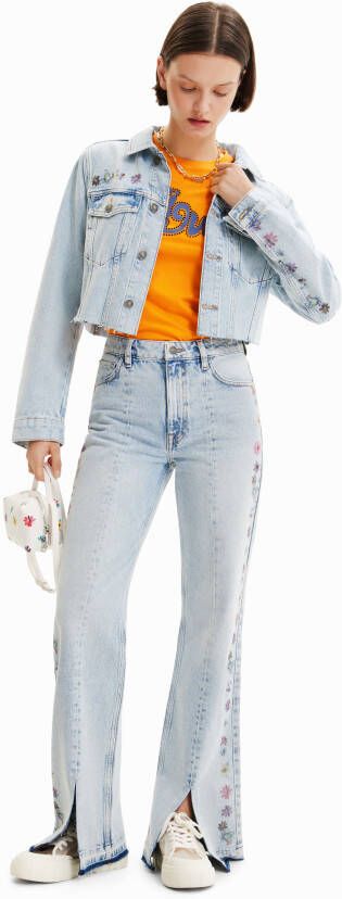 Desigual Kort spijkerjasje met bloemen