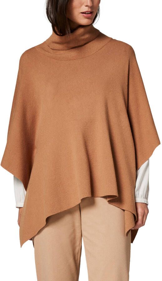 Comma Katoenen Poncho met Col Bruin Dames