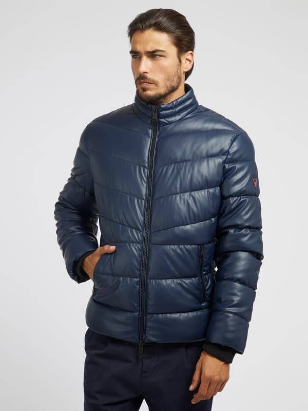 Guess Gewatteerde Gevulde Nep Leer Jas