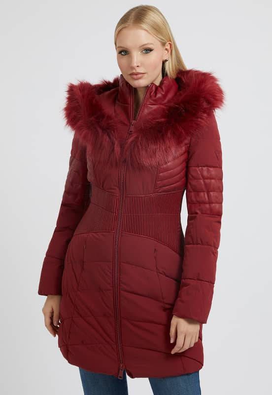 Guess Lang Pufferjas Contrasterende Stof