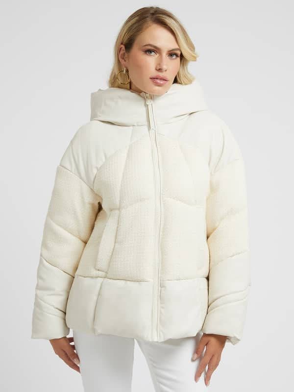 Guess Pufferjas Tweed Inzetstuk