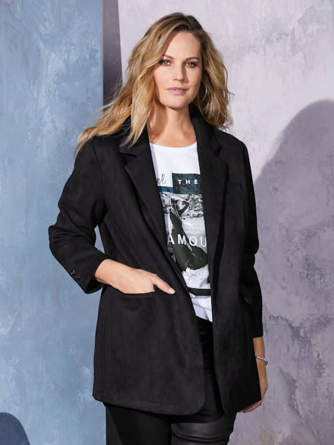 MIAMODA Blazer met mooie print binnenin Zwart