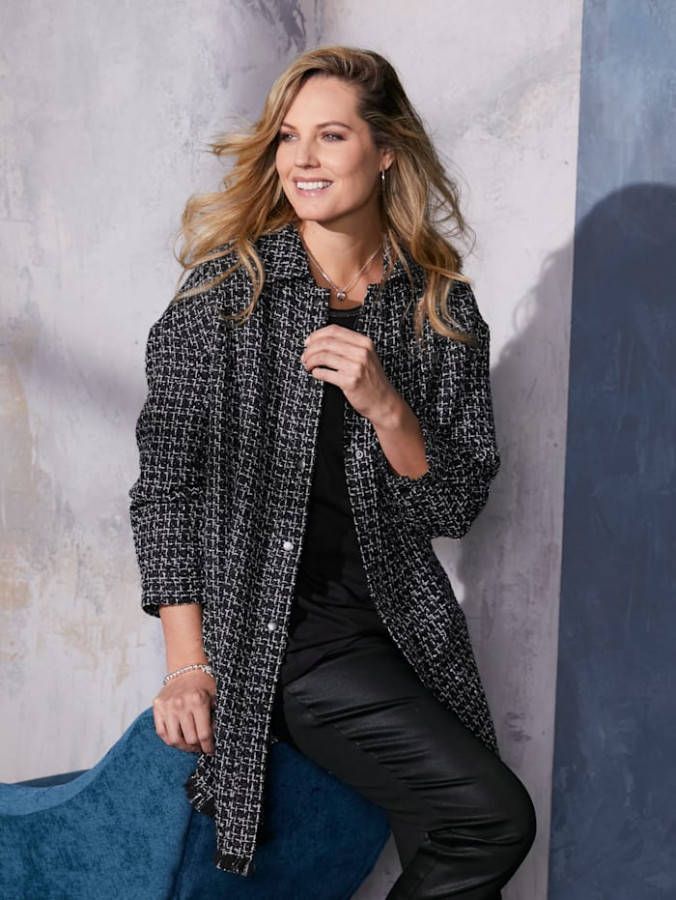MIAMODA Blouse met glansgaren Zwart/Wit