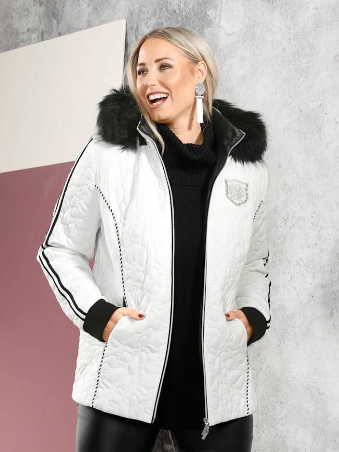 MIAMODA Jas met afneembare capuchon Wit