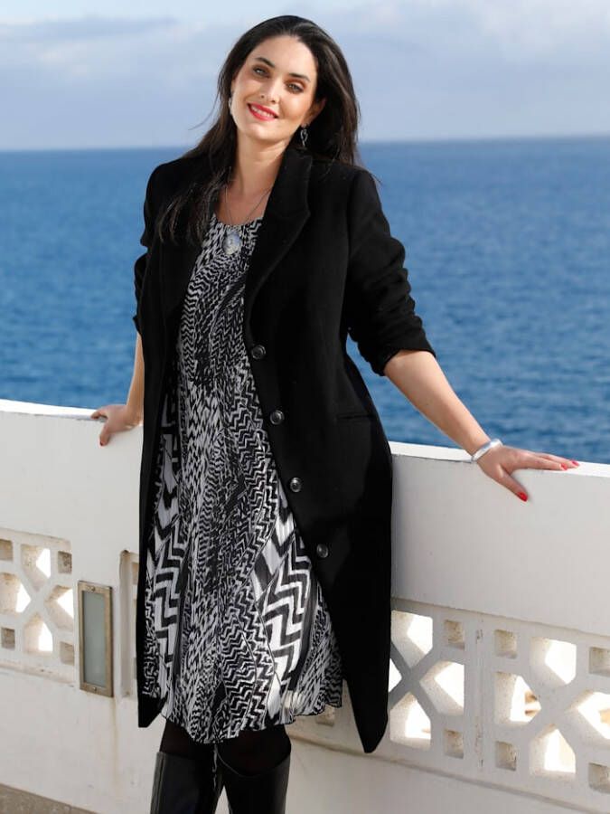 MIAMODA Mantel met reverskraag Zwart