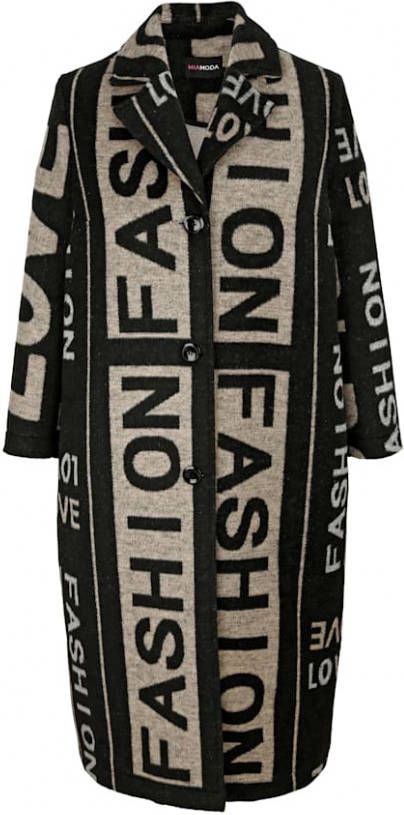 MIAMODA Mantel met trendy print Zwart/Beige