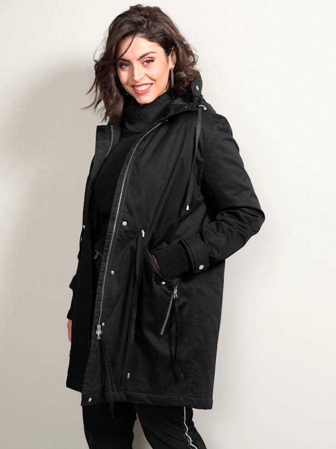 MIAMODA Parka met capuchon Zwart