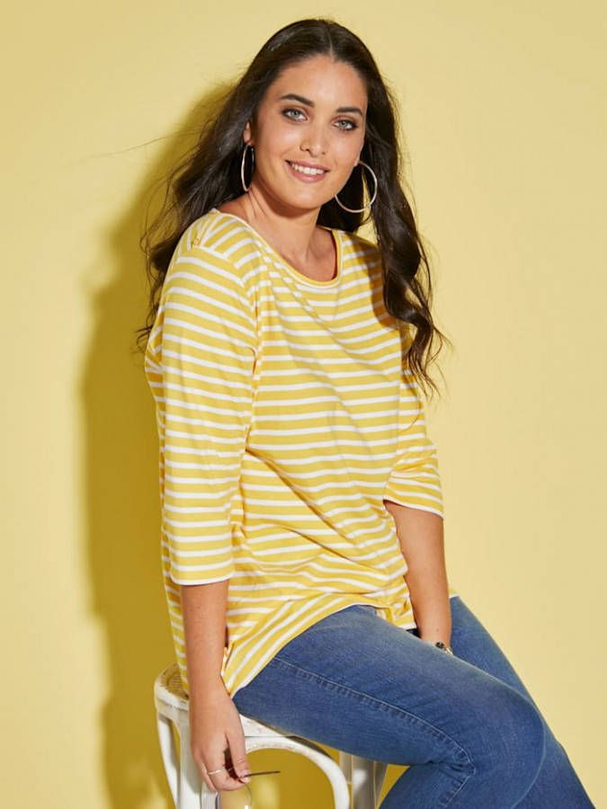 MIAMODA Shirt met knopen Geel/Wit