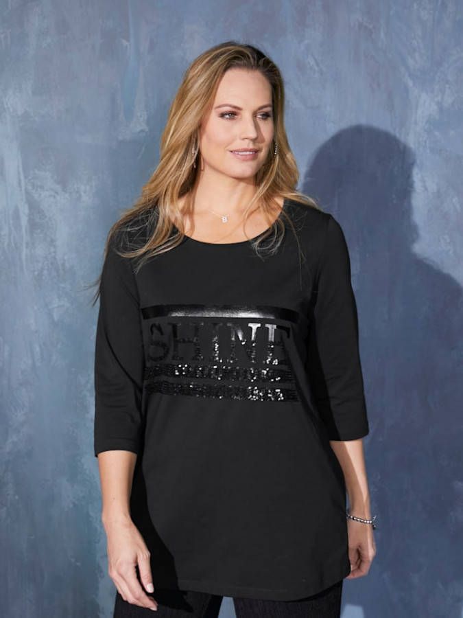 MIAMODA Shirt met opschrift Zwart