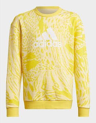 Adidas Future Icons Hybrid Animal Print Cotton Loose Sweatshirt Almost Yellow/Impact Yellow/Black