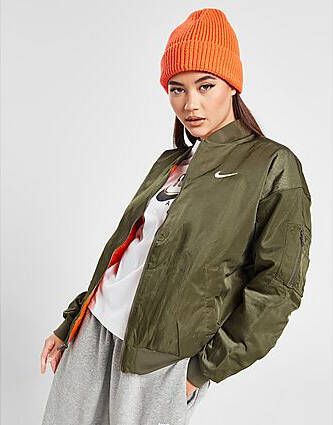 Nike Sportswear Omkeerbaar varsity bomberjack voor dames Medium Olive/Safety Orange/White Dames