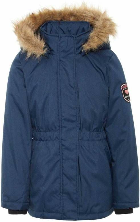Name it ! Meisjes Winterjas Maat 128 Donkerblauw Polyester