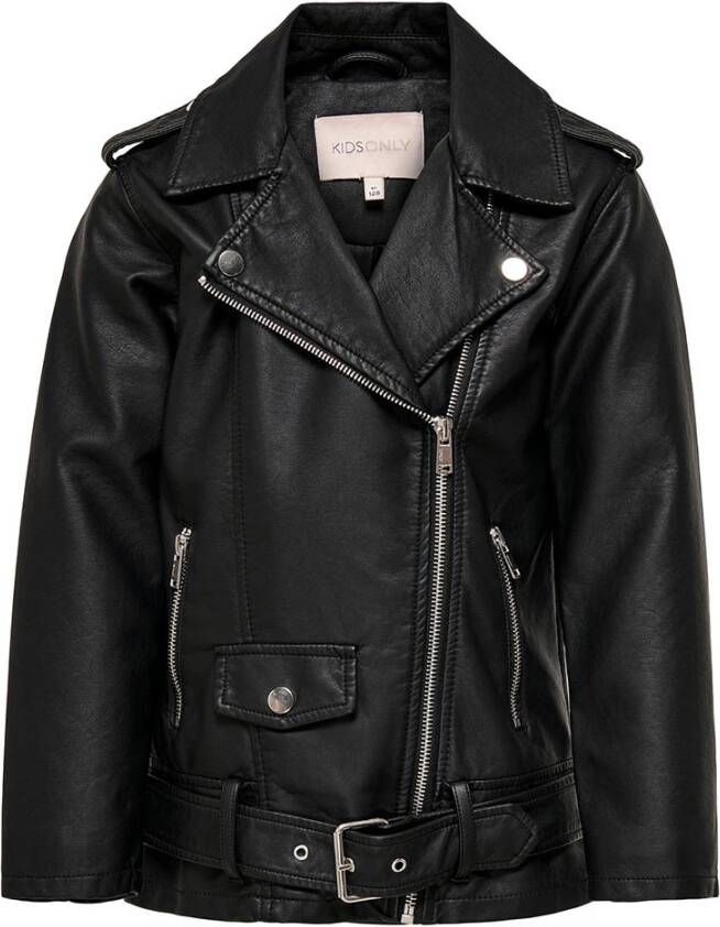 ONLY KIDS GIRL imitatieleren bikerjack KONFRY zwart