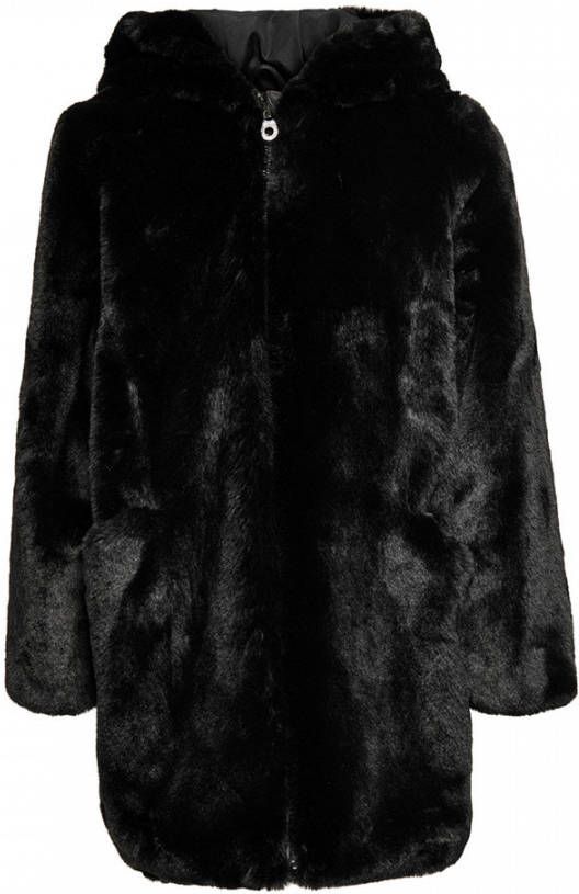 ONLY KIDS imitatiebont winterjas KONMALOU zwart