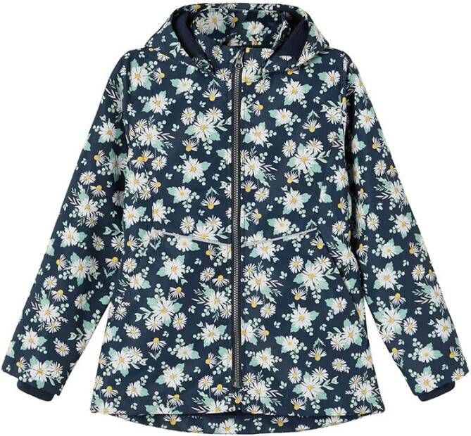 NAME IT KIDS gebloemde zomerjas NMFMAXI van gerecycled polyester donkerblauw