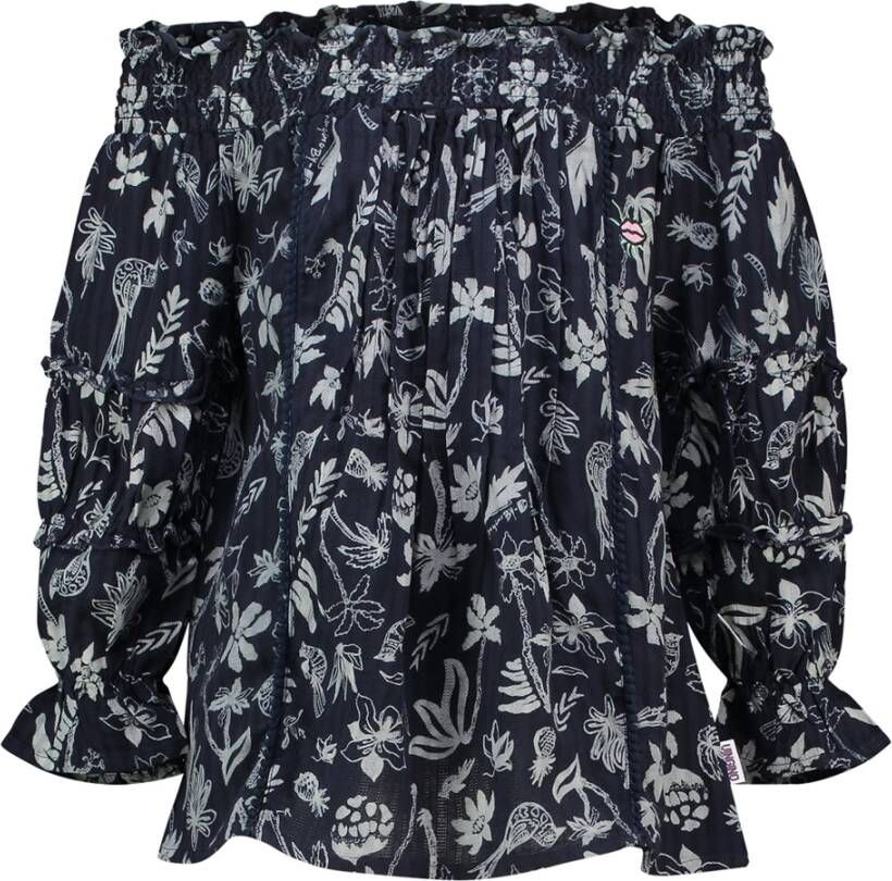 Vingino ! Meisjes Shirt Lange Mouw Maat 116 All Over Print Katoen/viscose