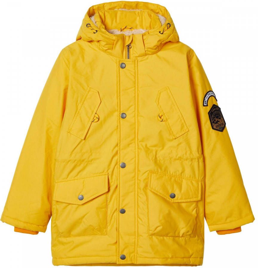 NAME IT KIDS winterjas NKMMACK met patches geel