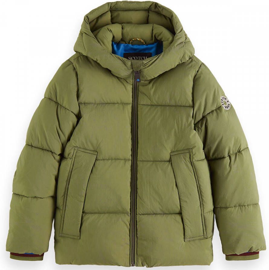 Scotch & Soda Gewatteerde puffer jack met reflecterende details en capuchon