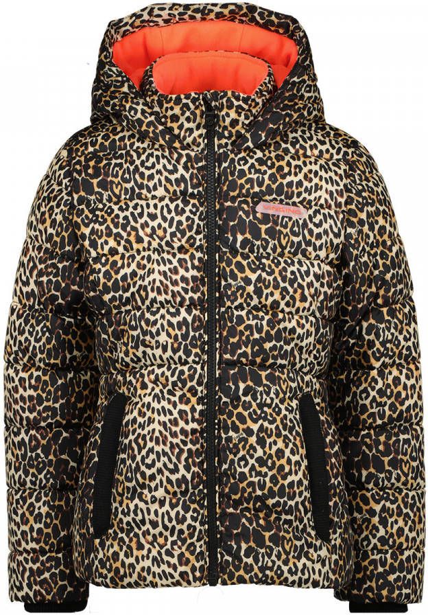 Vingino gewatteerde winterjas Thera met panterprint bruin
