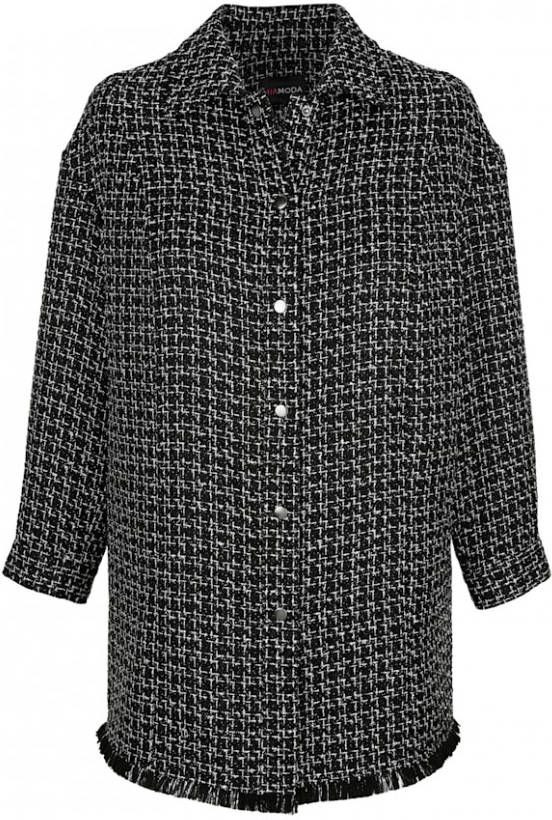 MIAMODA Blouse met glansgaren Zwart/Wit