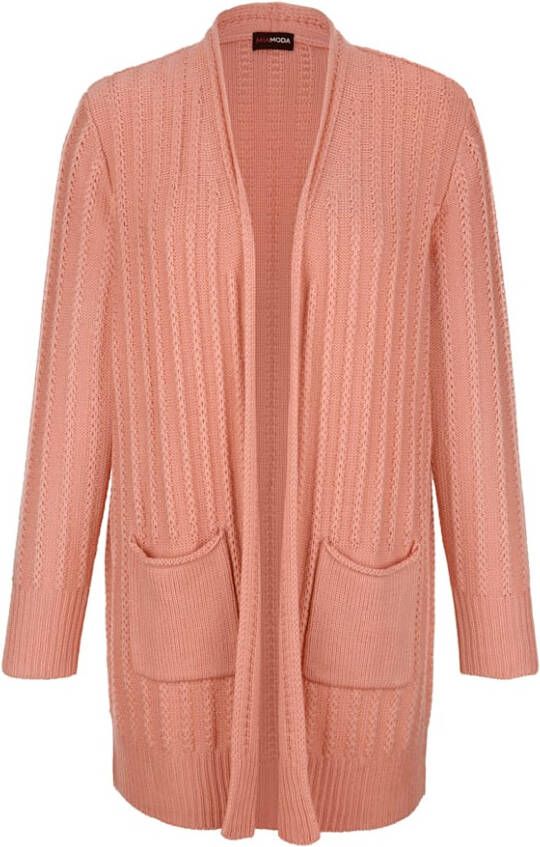 MIAMODA Lang vest met trendy breipatroon Roze