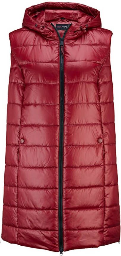 MIAMODA Mouwloos vest met praktische capuchon Bordeaux