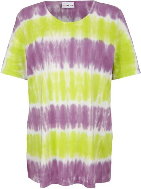 MIAMODA Shirt in batiklook Paars/Limoengroen
