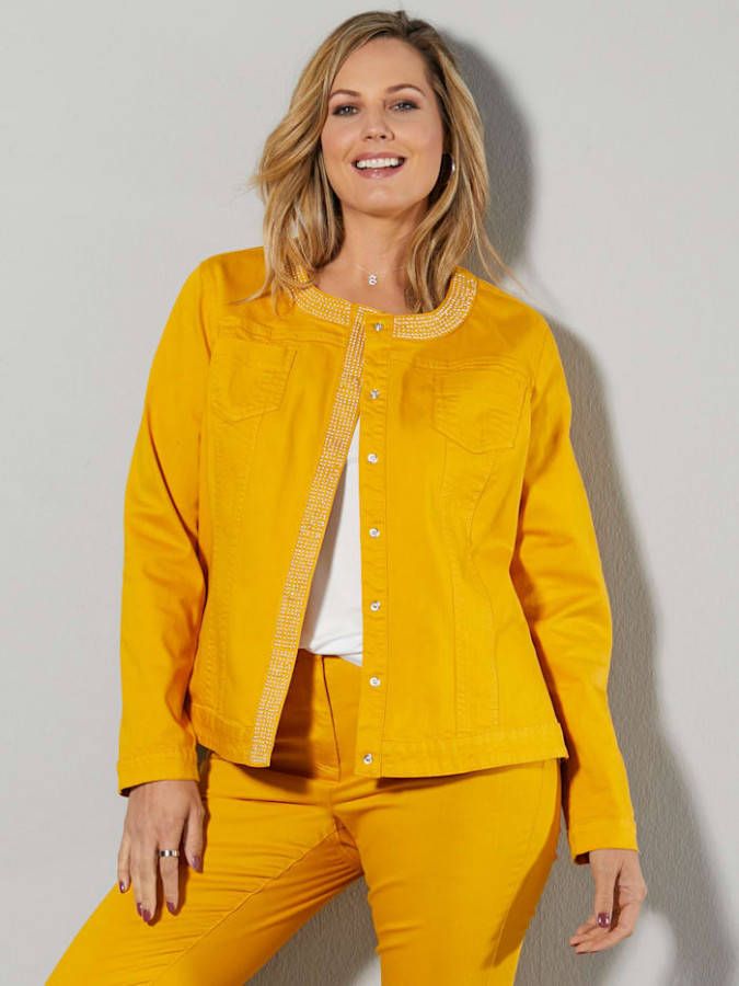 MIAMODA Spijkerjasje met duurzaam geteeld katoen Curry