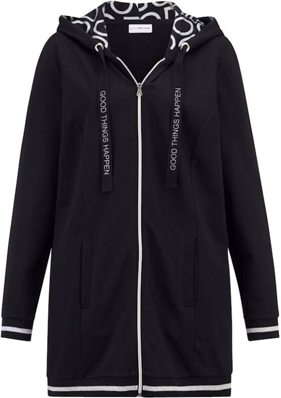 MIAMODA Sweatvest met opschrift en pailletten Zwart