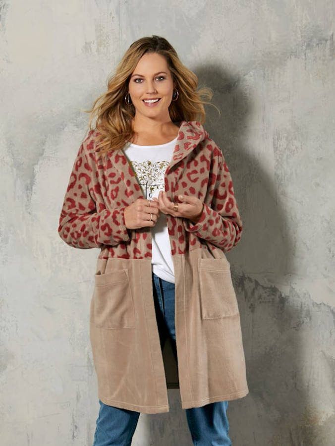 MIAMODA Vest zonder sluiting Taupe/Rood