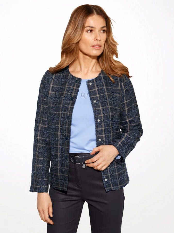 MONA Blazer van een materialenmix Marine/Blauw/Grijs