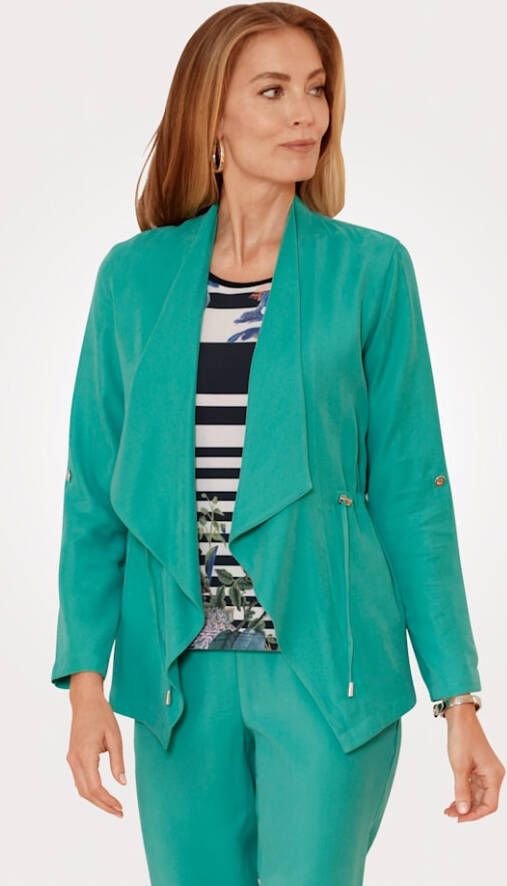 MONA Jasje met elegante sjaalkraag Smaragdgroen