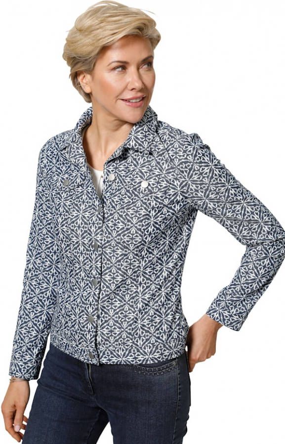 MONA Jeansblazer met karakteristieke naden Marine/Wit