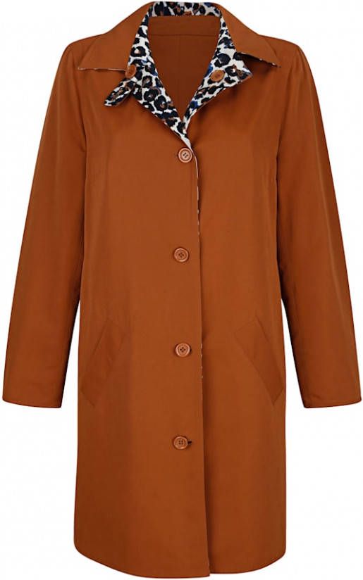 MONA Keerbare jas met animalprint Karamel/Ecru/Blauw