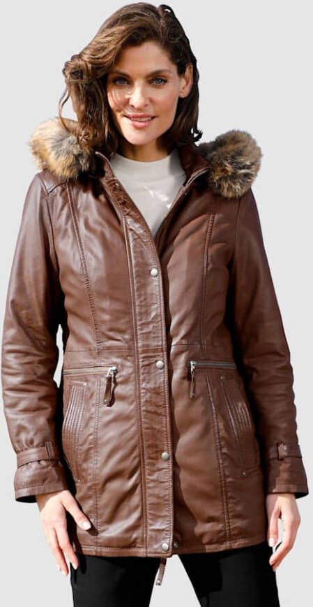 MONA Leren jas van 100% lamsnappa Cognac