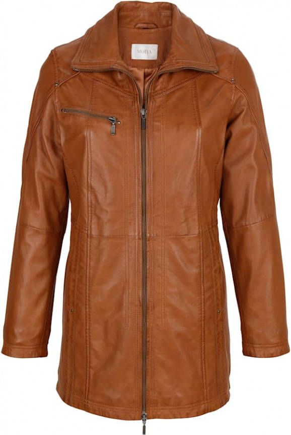 MONA Leren jasje van echt lamsnappa Cognac