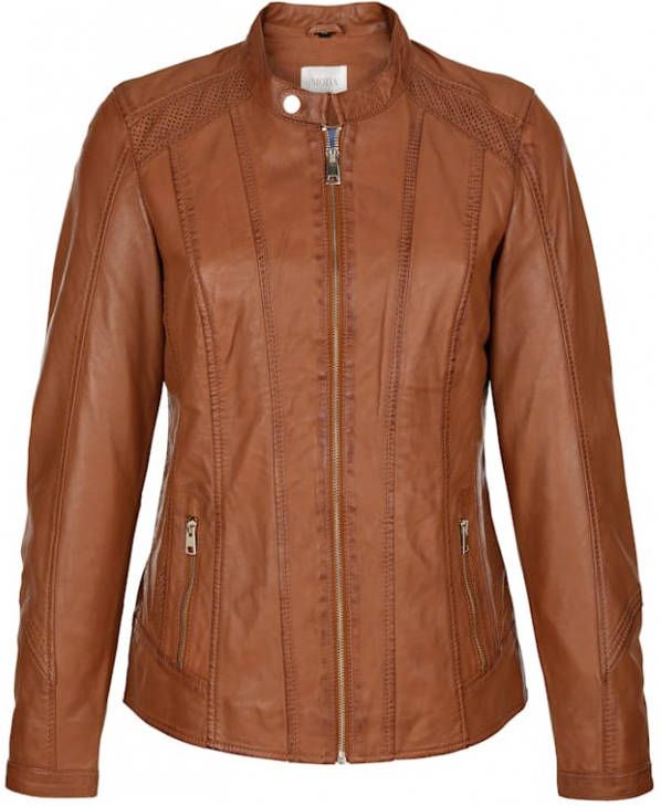 MONA Leren jasje van echt lamsnappa Cognac