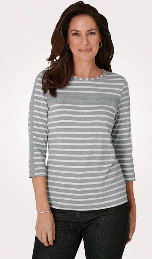 MONA Shirt met glansgaren Grijs/Ecru