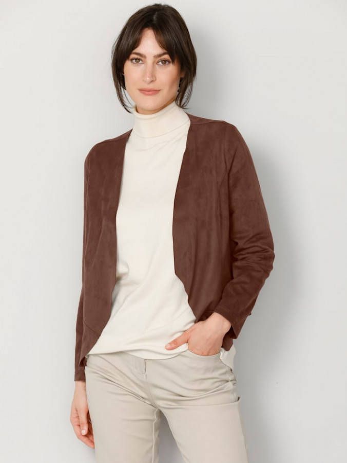 Paola Blazer van imitatiesuède Chocolade