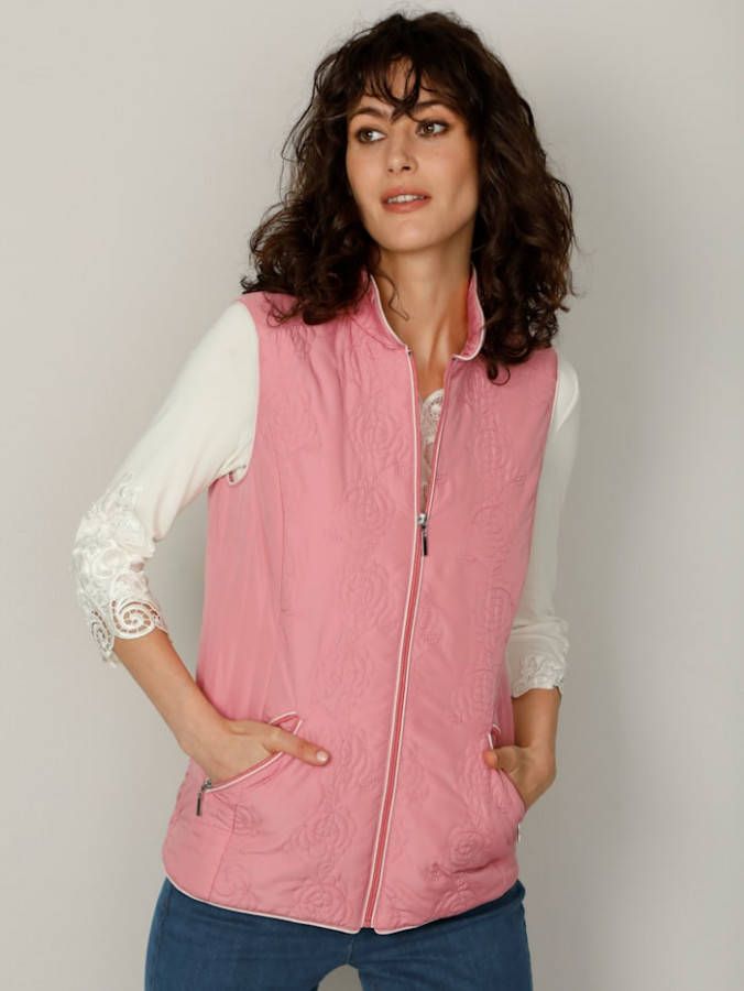 Paola Bodywarmer met bloemendessin Rozenhout/Champagne