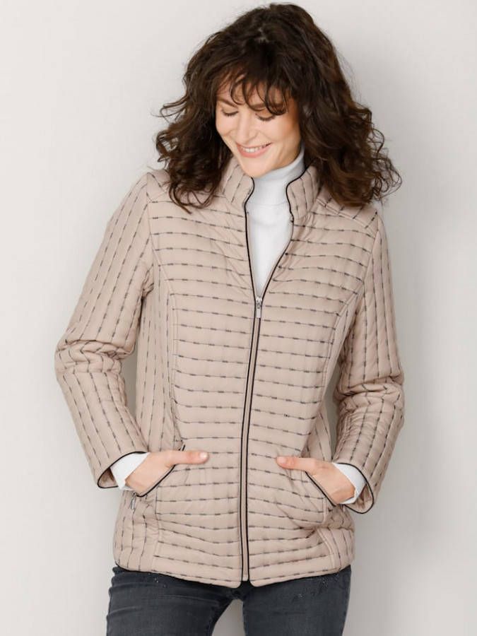 Paola Doorgestikte jas met contrastkleurige stiksels Zand/Zwart