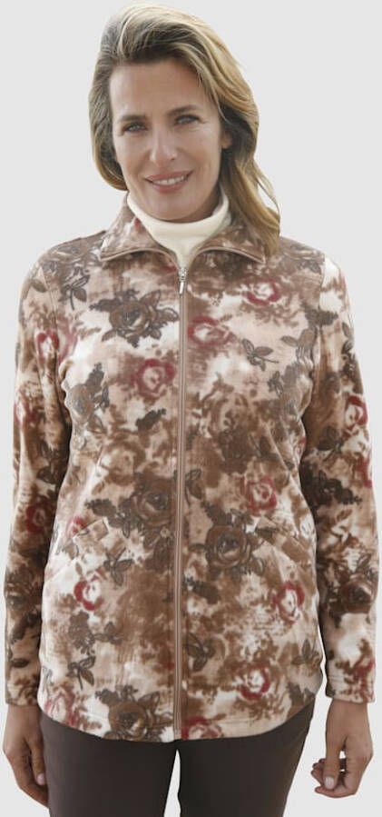 Paola Fleece vest met bloemenprint Taupe