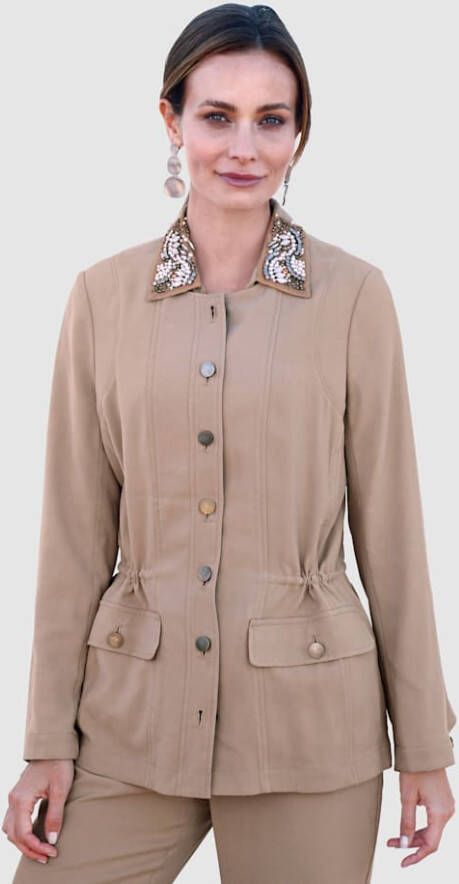 Paola Jas met afneembare kraag Taupe