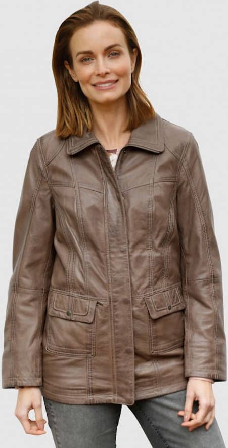 Paola Leren jas van fijn lamsnappa Taupe