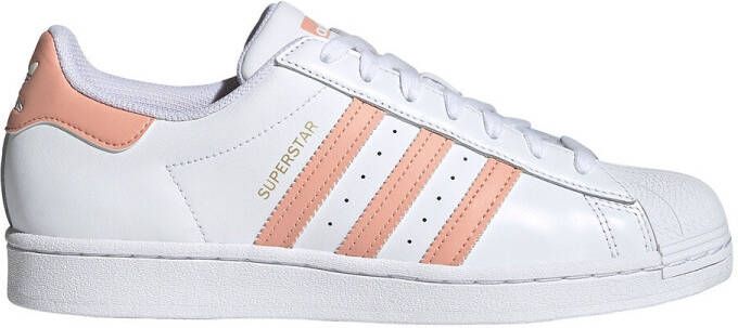 Adidas Originals Superstar Sneakers in wit met roze strepen -  Jassenshoponline.nl